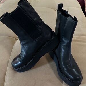 Vince Black Leather Briton Platform Boots